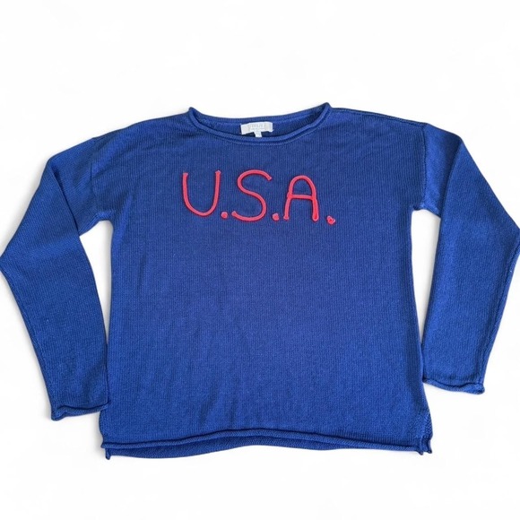 Source Unknown Tops - Marled Blue USA Patriotic Knit Long Sleeve Top Size M